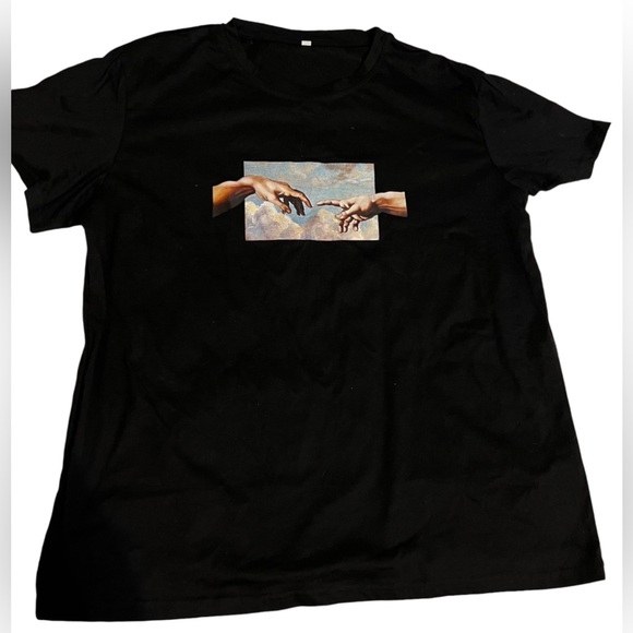 SHEIN Black unisex  t-shirt with Michelangelo close-up of Sistine Chapel sz 3XL - Picture 1 of 6